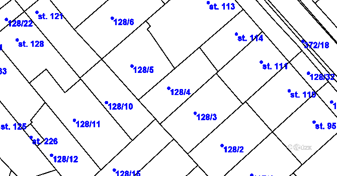 Parcela st. 128/4 v KÚ Buk, Katastrální mapa