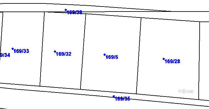 Parcela st. 169/5 v KÚ Buk, Katastrální mapa