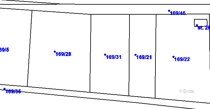 Parcela st. 169/31 v KÚ Buk, Katastrální mapa