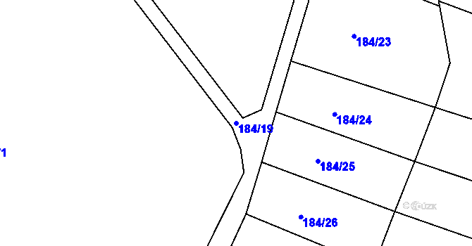 Parcela st. 184/19 v KÚ Buk, Katastrální mapa
