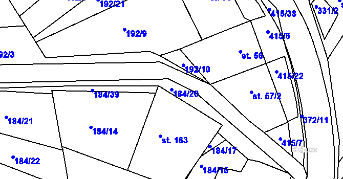 Parcela st. 184/20 v KÚ Buk, Katastrální mapa