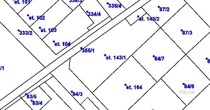 Parcela st. 143/1 v KÚ Buk, Katastrální mapa