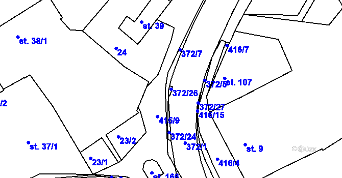 Parcela st. 372/26 v KÚ Buk, Katastrální mapa