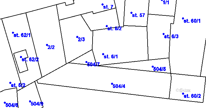 Parcela st. 6/1 v KÚ Bukol, Katastrální mapa