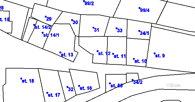 Parcela st. 12 v KÚ Bukol, Katastrální mapa