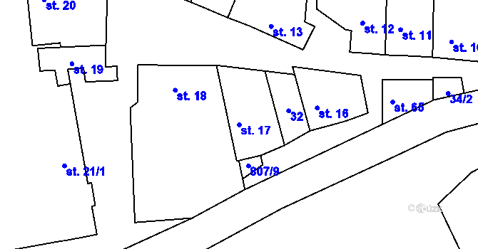 Parcela st. 17 v KÚ Bukol, Katastrální mapa