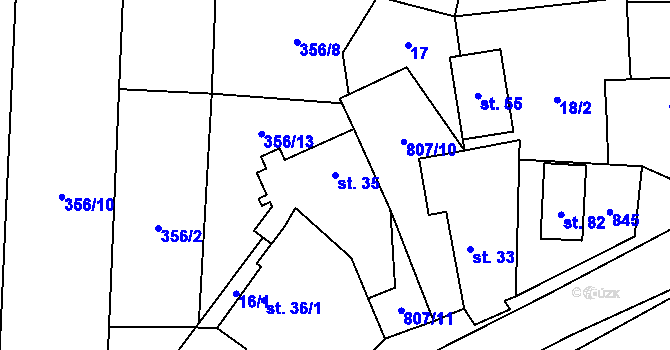 Parcela st. 35 v KÚ Bukol, Katastrální mapa