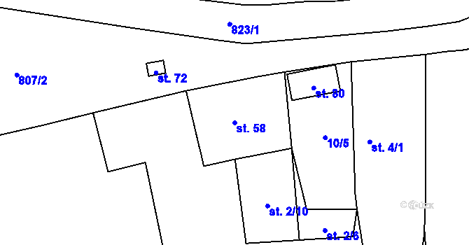 Parcela st. 58 v KÚ Bukol, Katastrální mapa