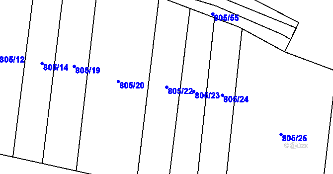 Parcela st. 805/22 v KÚ Bukol, Katastrální mapa