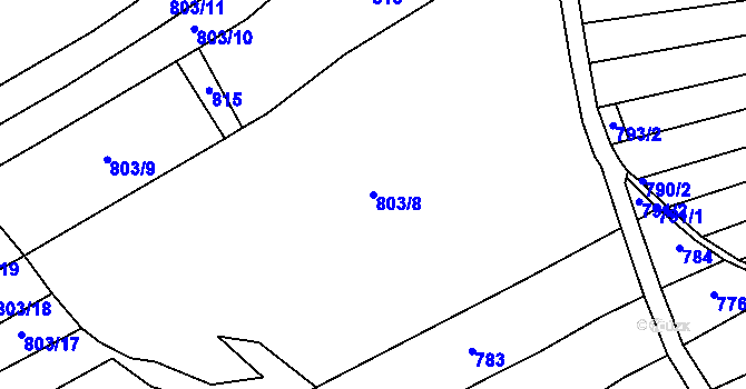 Parcela st. 803/8 v KÚ Bukov na Moravě, Katastrální mapa