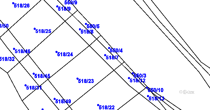 Parcela st. 518/7 v KÚ Bukov na Moravě, Katastrální mapa