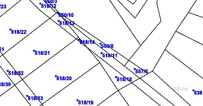 Parcela st. 518/11 v KÚ Bukov na Moravě, Katastrální mapa