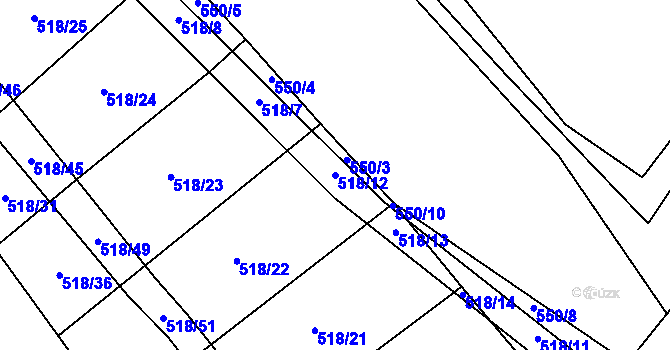 Parcela st. 518/12 v KÚ Bukov na Moravě, Katastrální mapa