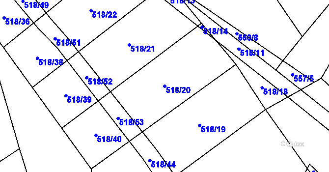 Parcela st. 518/20 v KÚ Bukov na Moravě, Katastrální mapa