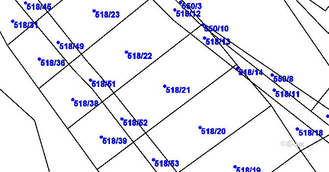 Parcela st. 518/21 v KÚ Bukov na Moravě, Katastrální mapa
