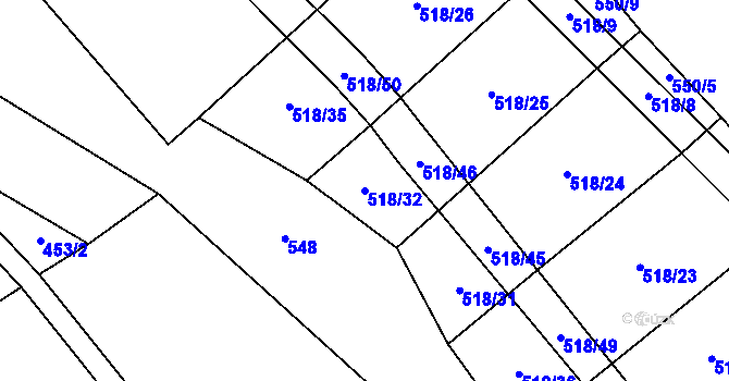 Parcela st. 518/32 v KÚ Bukov na Moravě, Katastrální mapa