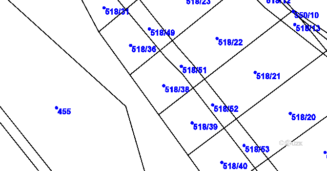 Parcela st. 518/38 v KÚ Bukov na Moravě, Katastrální mapa