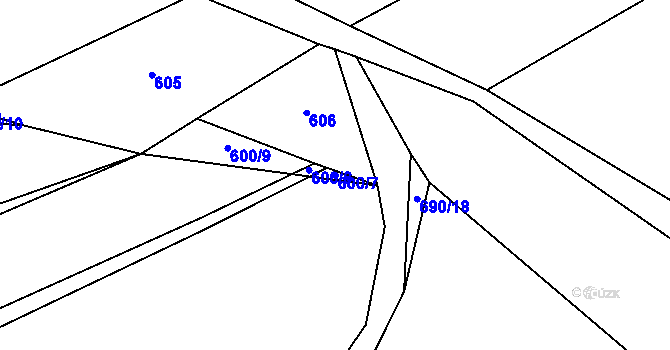 Parcela st. 600/7 v KÚ Bukov na Moravě, Katastrální mapa