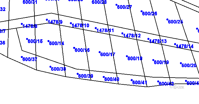 Parcela st. 600/17 v KÚ Bukov na Moravě, Katastrální mapa
