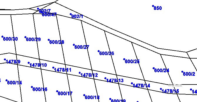Parcela st. 600/26 v KÚ Bukov na Moravě, Katastrální mapa