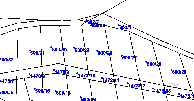 Parcela st. 600/28 v KÚ Bukov na Moravě, Katastrální mapa