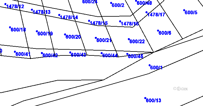 Parcela st. 600/44 v KÚ Bukov na Moravě, Katastrální mapa