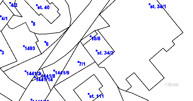 Parcela st. 34/2 v KÚ Bukov na Moravě, Katastrální mapa