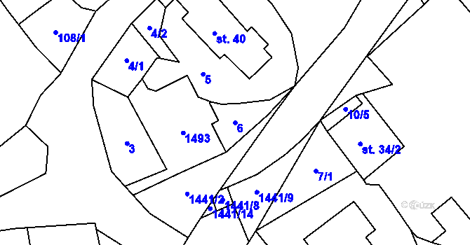 Parcela st. 6 v KÚ Bukov na Moravě, Katastrální mapa