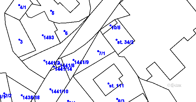 Parcela st. 7/1 v KÚ Bukov na Moravě, Katastrální mapa