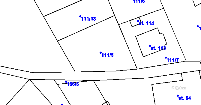 Parcela st. 111/5 v KÚ Bukov na Moravě, Katastrální mapa