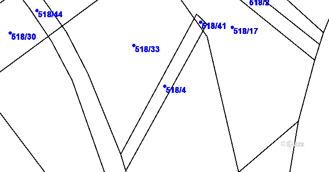 Parcela st. 518/4 v KÚ Bukov na Moravě, Katastrální mapa