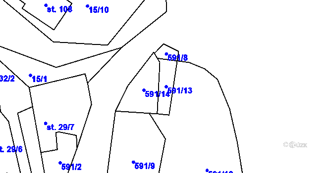 Parcela st. 591/13 v KÚ Bukov na Moravě, Katastrální mapa