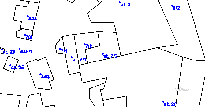 Parcela st. 7/2 v KÚ Milasín, Katastrální mapa