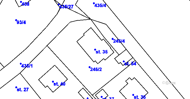 Parcela st. 35 v KÚ Milasín, Katastrální mapa