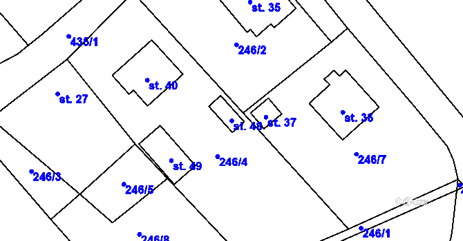 Parcela st. 48 v KÚ Milasín, Katastrální mapa