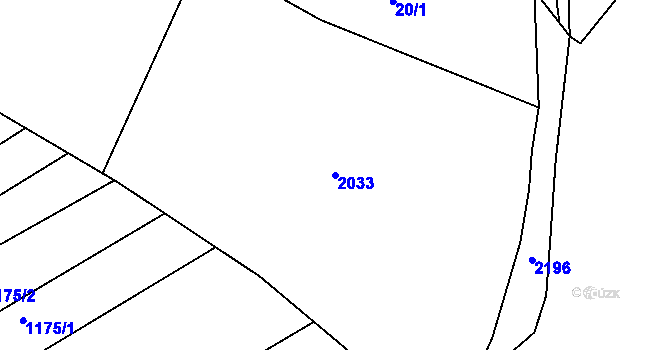Parcela st. 2033 v KÚ Milasín, Katastrální mapa