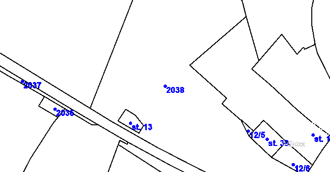 Parcela st. 2038 v KÚ Milasín, Katastrální mapa