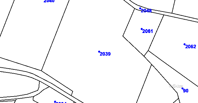 Parcela st. 2039 v KÚ Milasín, Katastrální mapa
