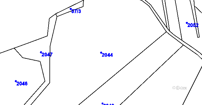 Parcela st. 2044 v KÚ Milasín, Katastrální mapa