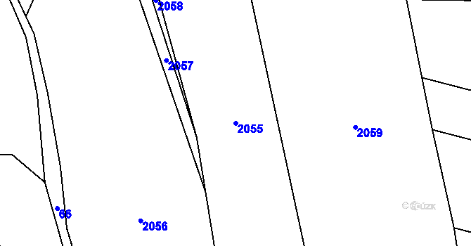 Parcela st. 2055 v KÚ Milasín, Katastrální mapa