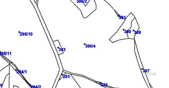Parcela st. 386/4 v KÚ Střítež u Bukova, Katastrální mapa