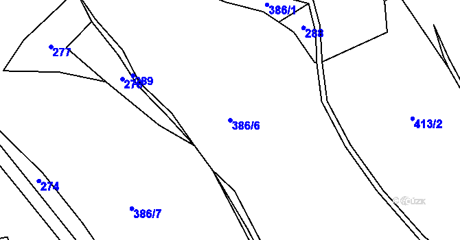 Parcela st. 386/6 v KÚ Střítež u Bukova, Katastrální mapa