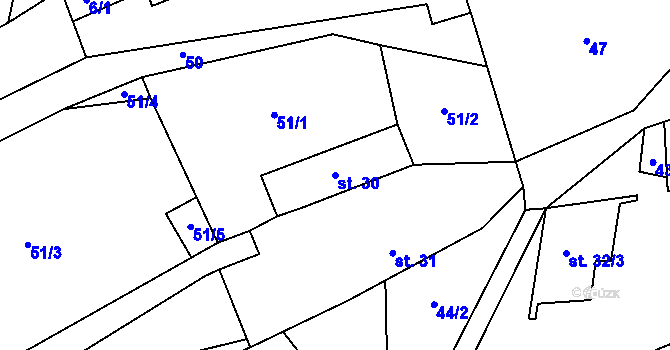 Parcela st. 30 v KÚ Střítež u Bukova, Katastrální mapa