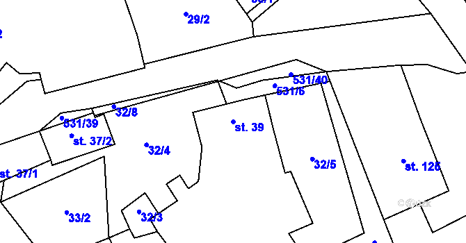 Parcela st. 39 v KÚ Střítež u Bukova, Katastrální mapa