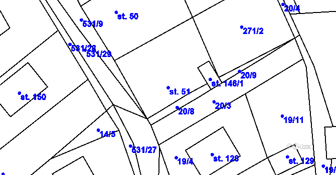 Parcela st. 51 v KÚ Střítež u Bukova, Katastrální mapa