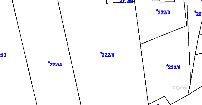 Parcela st. 222/1 v KÚ Střítež u Bukova, Katastrální mapa
