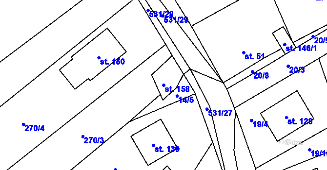 Parcela st. 158 v KÚ Střítež u Bukova, Katastrální mapa