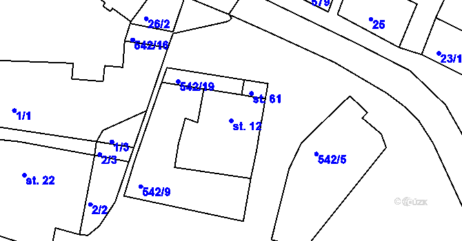 Parcela st. 12 v KÚ Buková u Třešti, Katastrální mapa