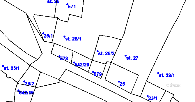 Parcela st. 26/2 v KÚ Buková u Třešti, Katastrální mapa