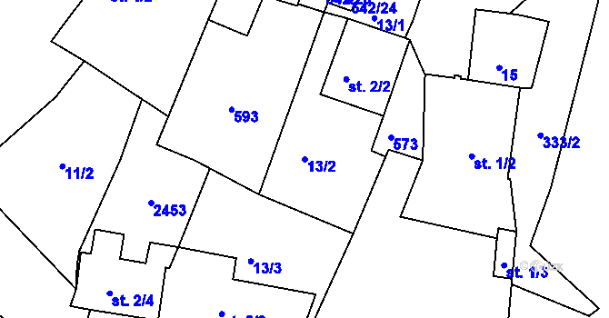 Parcela st. 13/2 v KÚ Buková u Třešti, Katastrální mapa